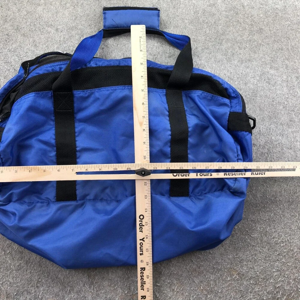 Vintage Nike Blue Duffel Bag Nylon Gym Travel Sports Carry On Bag Black Yellow